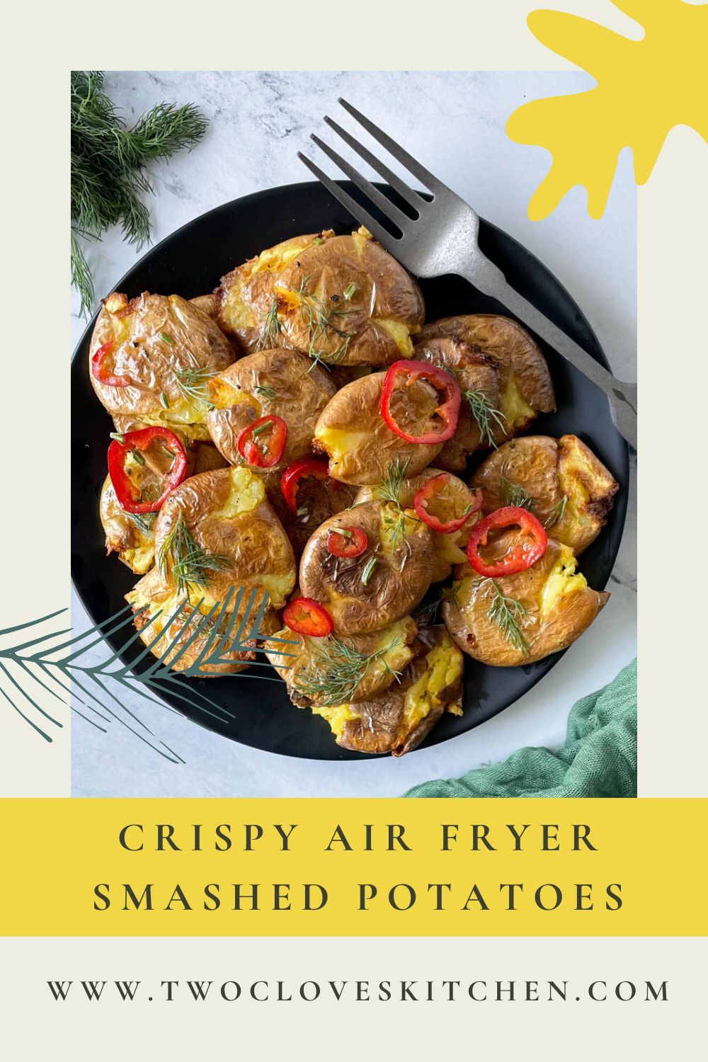 Crispy Air Fryer Smashed Potatoes - Two Cloves Kitchen