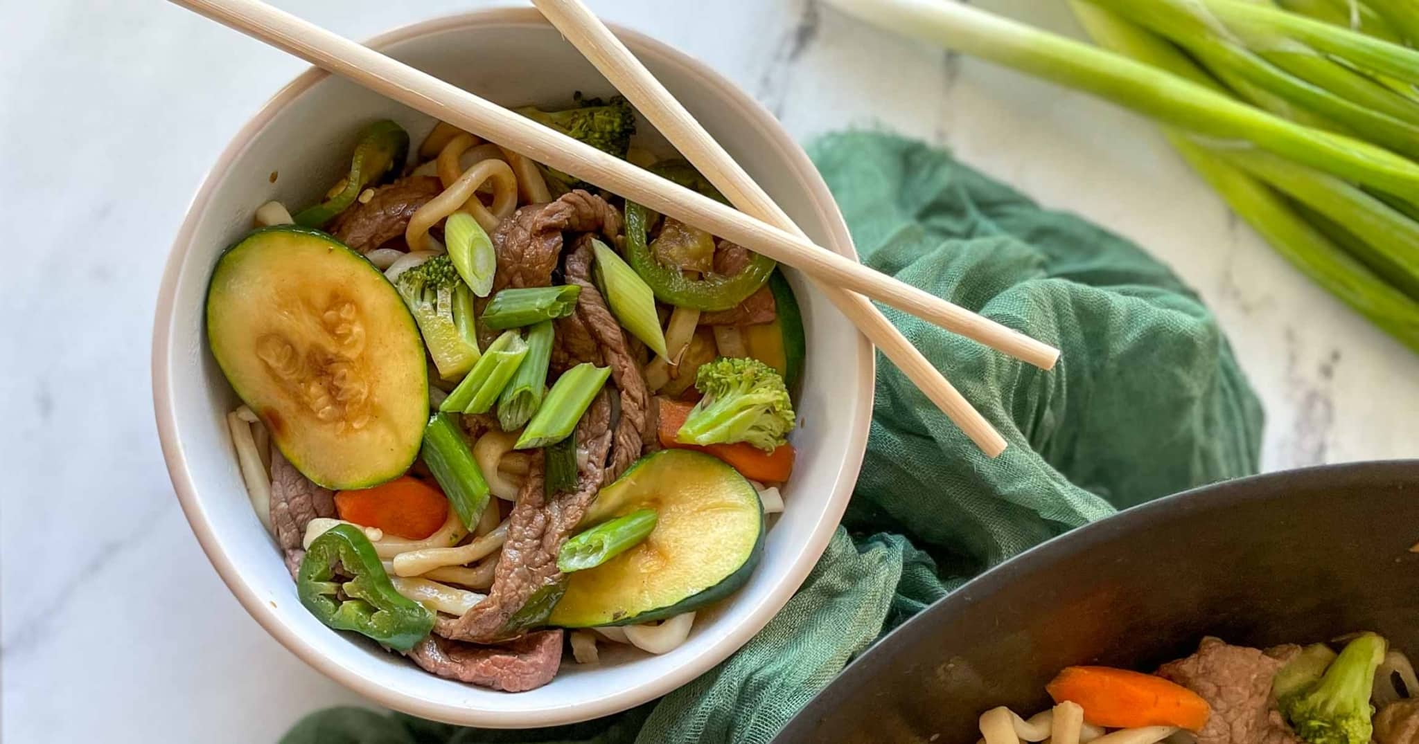 Udon with Seared Beef & Zucchini Recipe