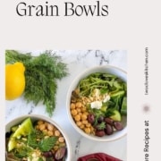 Two Grain Bowls are shown with the words Mediterranean Grain Bowls and the URL www.twocloveskitchen.com.