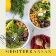 Two Grain Bowls are shown with the words Mediterranean Grain Bowls and the URL www.twocloveskitchen.com.