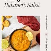 A bowl of mango salsa is shown with the words Mango Habanero Salsa and the URL www.twocloveskitchen.com.