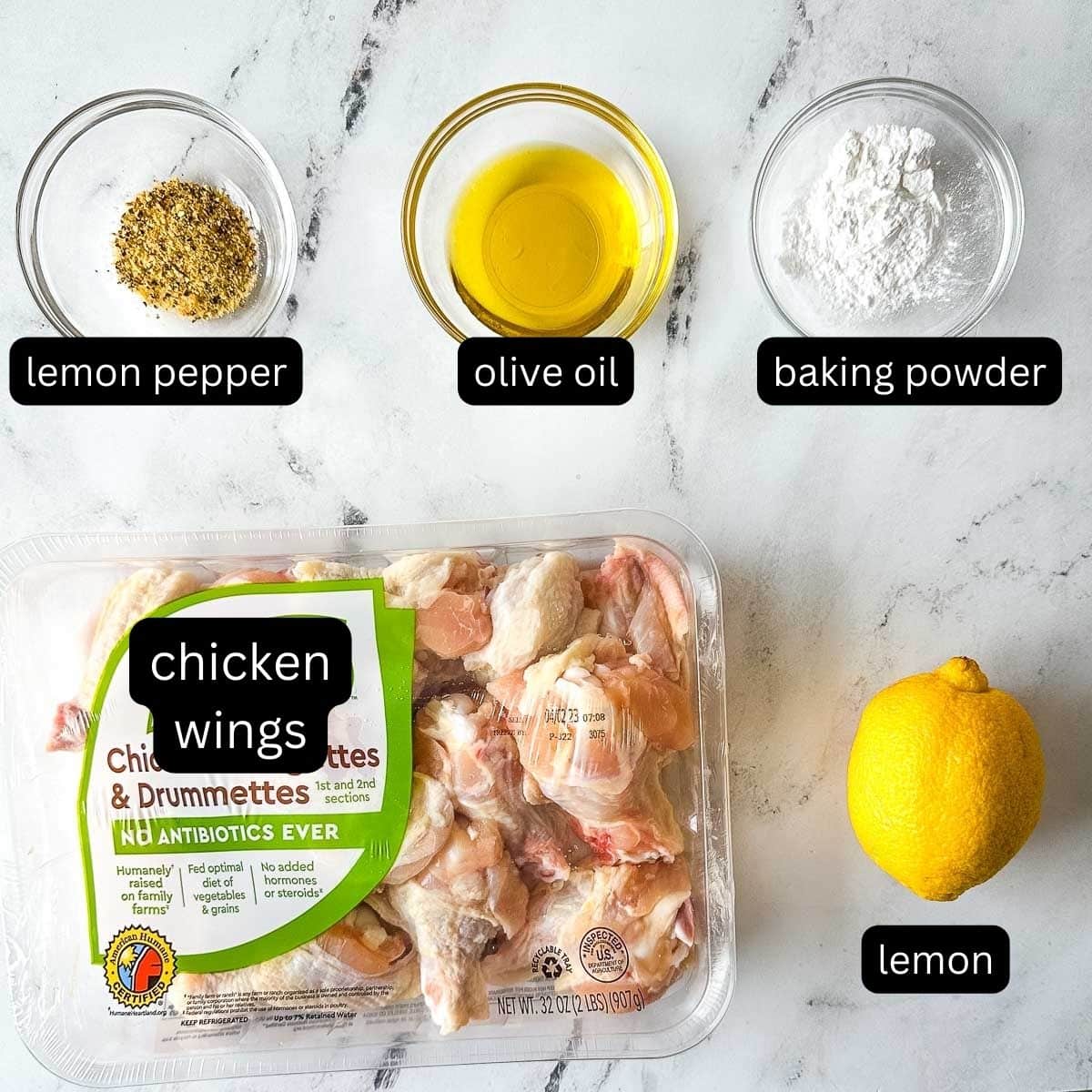 labeled ingredients for lemon pepper wings.