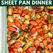 Pinterest graphic for Harvest sheet pan dinner.