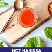 Pinterest graphic for Hot Harissa Vinaigrette.