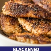 Pinterest graphic for Blackened chicken tenders.