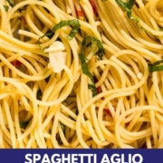 Pinterest pin for Spaghetti aglio olio e peperoncino.