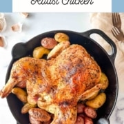 Pinterest graphic for Greek roast chicken.