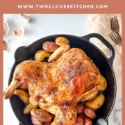 Pinterest graphic for Greek roast chicken.