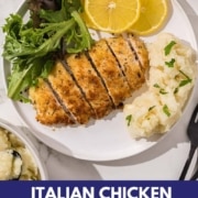 Pinterest graphic for Italian chicken cutlets.