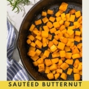 Pinterest graphic for sautéed butternut squash from two cloves kitchen.