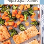 Pinterest image for sheet pan maple dijon salmon.