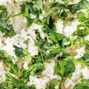 A close up of a plate of chimichurri rice.