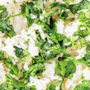 A close up of a bowl of chimichurri rice.