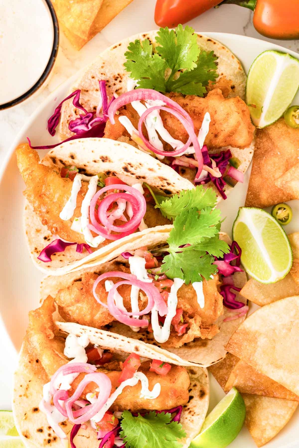 Crispy BeerBattered Fish Tacos Two Cloves Kitchen